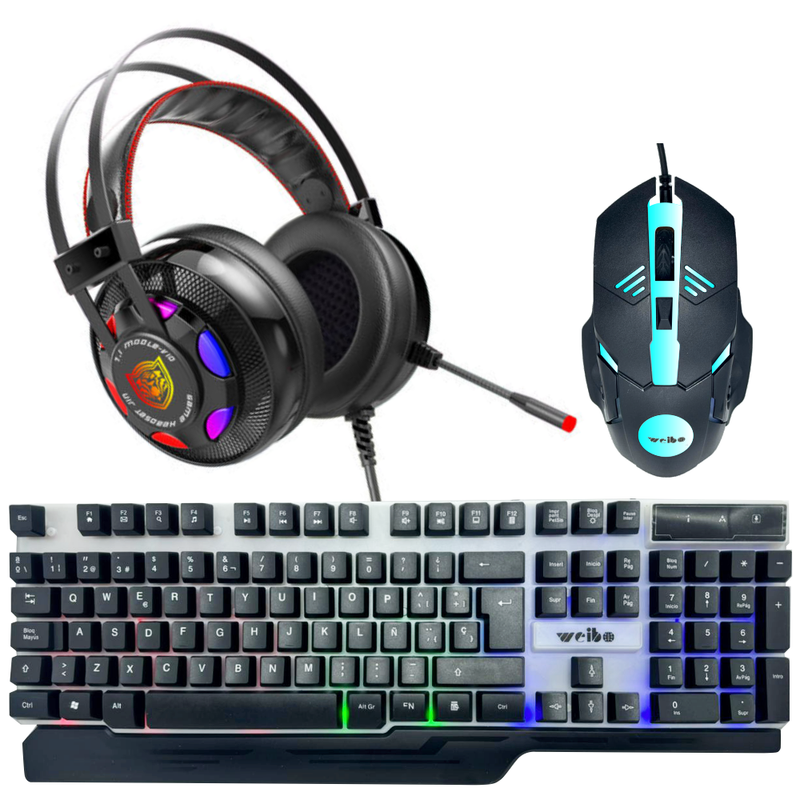 Kit Gamer Diadema Teclado Mecánico Mouse